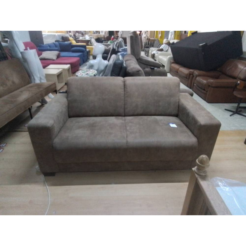 CANAPE 2 PLACES TISSU BRUN