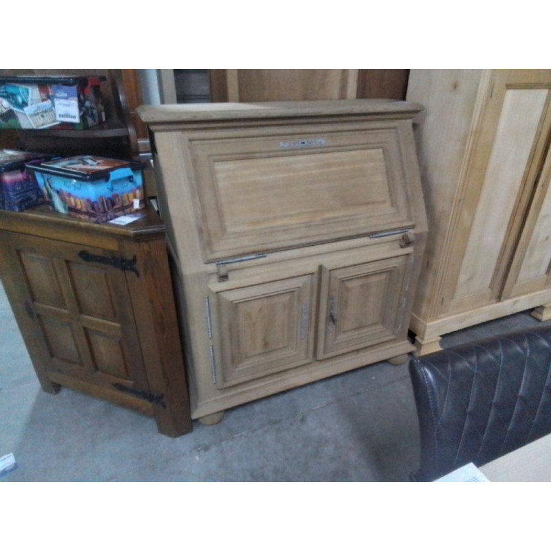 SECRETAIRE CHENE MASSIF AEROGOMME 2 PORTES 1 ABATTANT