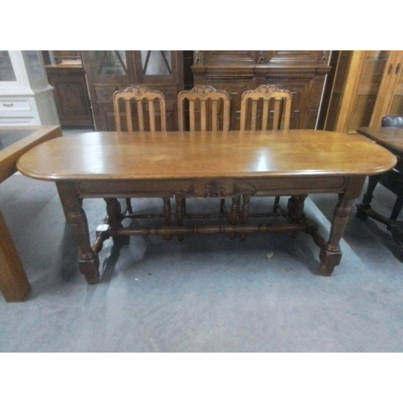 TABLE OVALE CHENE MASSIF 220X86