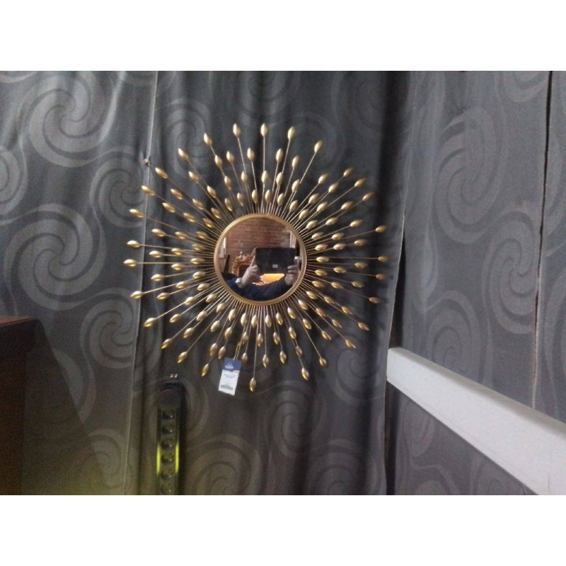 MIROIR SOLEIL MODERNE METAL DORE