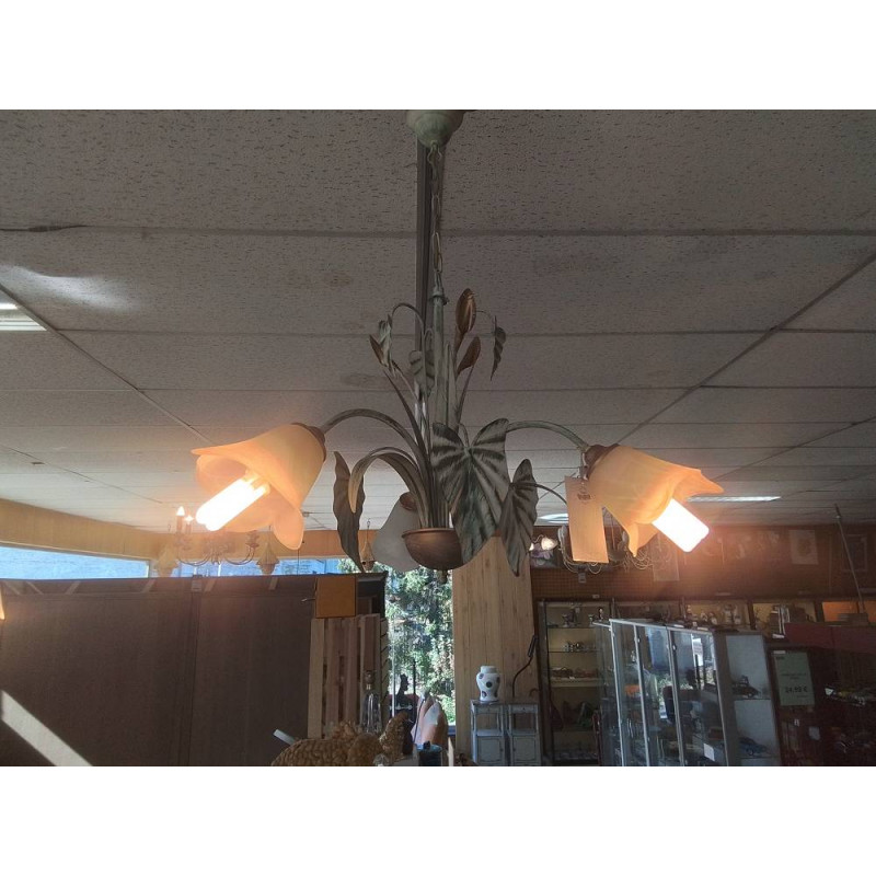 LUSTRE 3 BRANCHES METAL DECOR VEGETAL