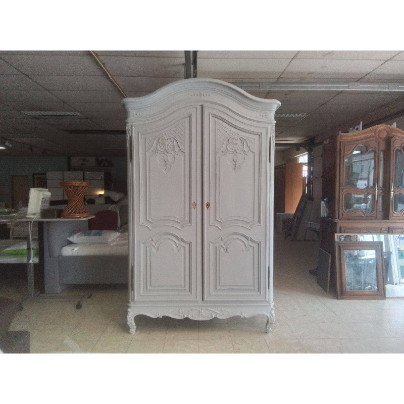 ARMOIRE 2 PORTES ANCIENNE CHENE PATINE GRIS 149X60X233