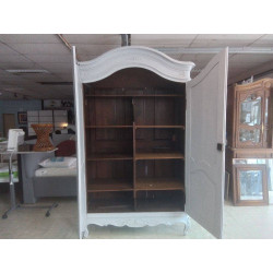 ARMOIRE 2 PORTES ANCIENNE CHENE PATINE GRIS 149X60X233