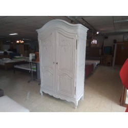 ARMOIRE 2 PORTES ANCIENNE CHENE PATINE GRIS 149X60X233