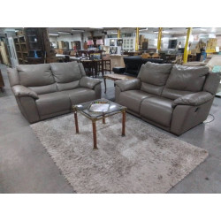 SALON 3+2 CUIR BRUN AVEC 2...