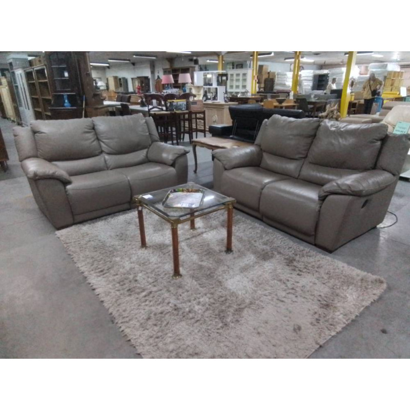SALON 3+2 CUIR BRUN AVEC 2 RELAX ELECTRIQUES INCLUS