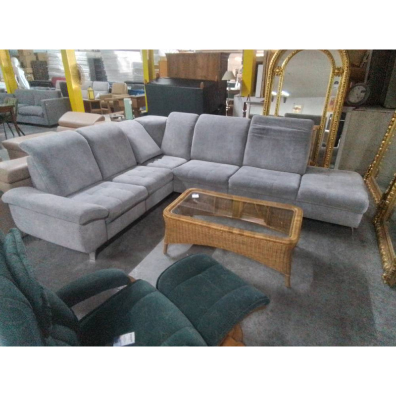 SALON D ANGLE TISSU GRIS AVEC 1 RELAX ELECTRIQUE