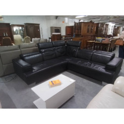 SALON D ANGLE CUIR NOIR