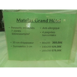 MATELAS GRAND HOTEL 140X200 RESSORTS ENSACHÉS 30CM