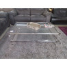 TABLE BASSE VINTAGE METAL CHROME ET VERRE