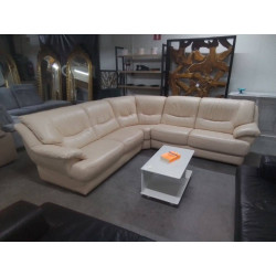 SALON D ANGLE CUIR BEIGE