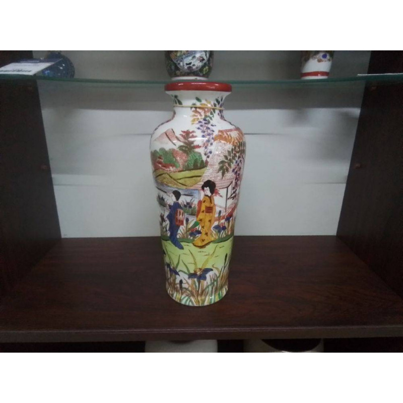 VASE PORCELAINE DECOR ASIATIQUE