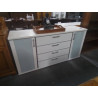 BUFFET BAS MODERNE BLANC 2 PORTES 4 TIROIRS 