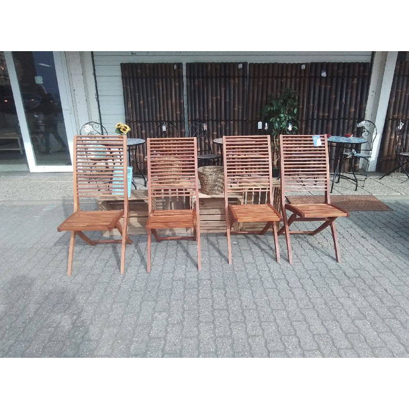 SERIE DE 4 CHAISES PLIANTES EN TECK 