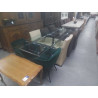 TABLE A ALLONGE DESIGN METAL CHROME ET VERRE