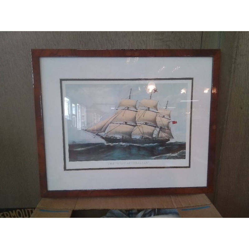 REPRO MARINE SOUS VERRE CADRE COULEUR NOYER