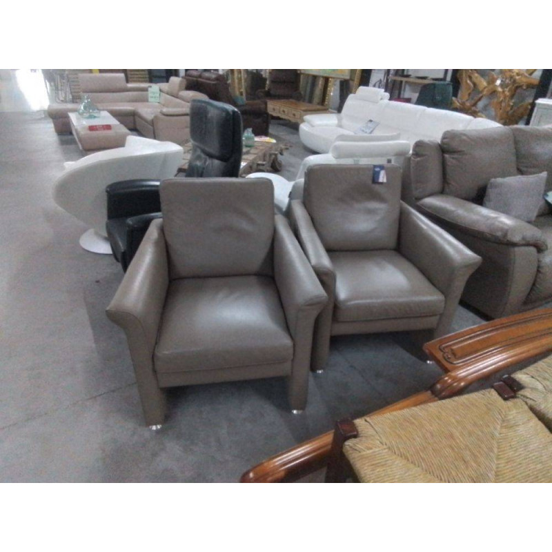 FAUTEUIL CLUB CUIR BRUN LA PAIRE