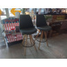 TABOURET DE BAR TISSU GRIS LA PAIRE 