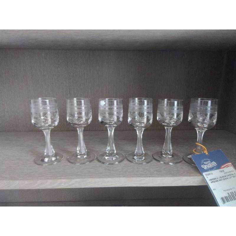 VERRES A LIQUEUR CRISTAL D ARQUES MATIGNON LOT DE 6