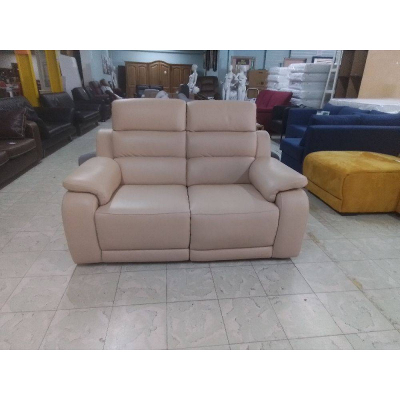 CANAPE 2 PLACES CUIR BEIGE 1 RELAX ELECTRIQUE INCLUS 
