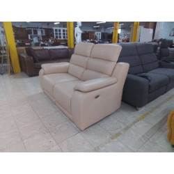 CANAPE 2 PLACES CUIR BEIGE 1 RELAX ELECTRIQUE INCLUS 