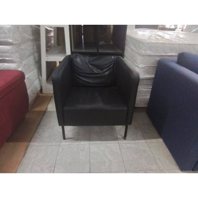 FAUTEUIL CLUB SIMILI CUIR NOIR 