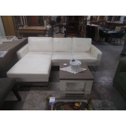 CANAPE D’ANGLE CUIR BLANC 