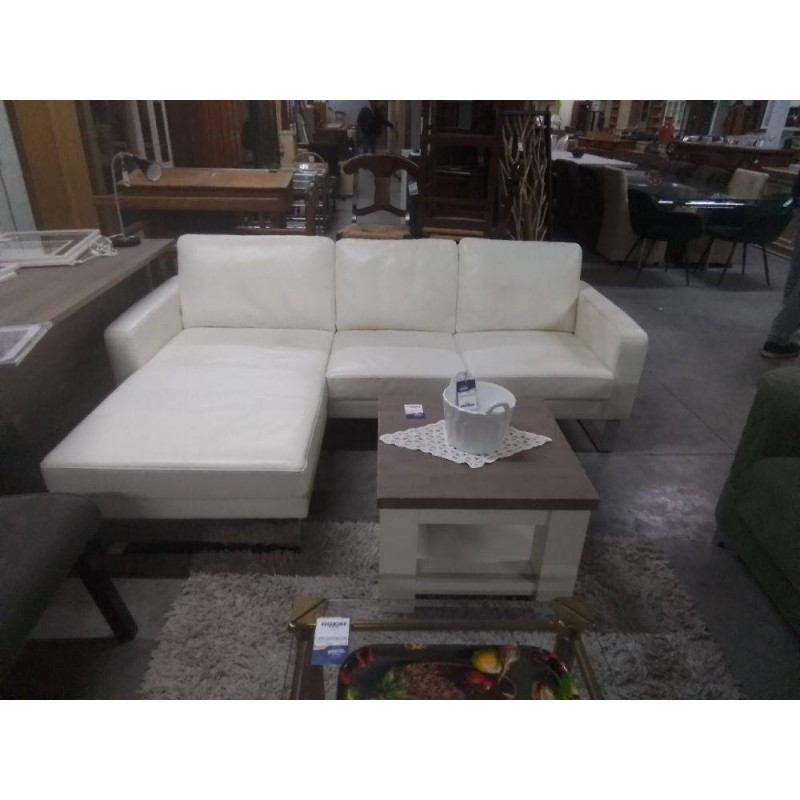 CANAPE D’ANGLE CUIR BLANC 