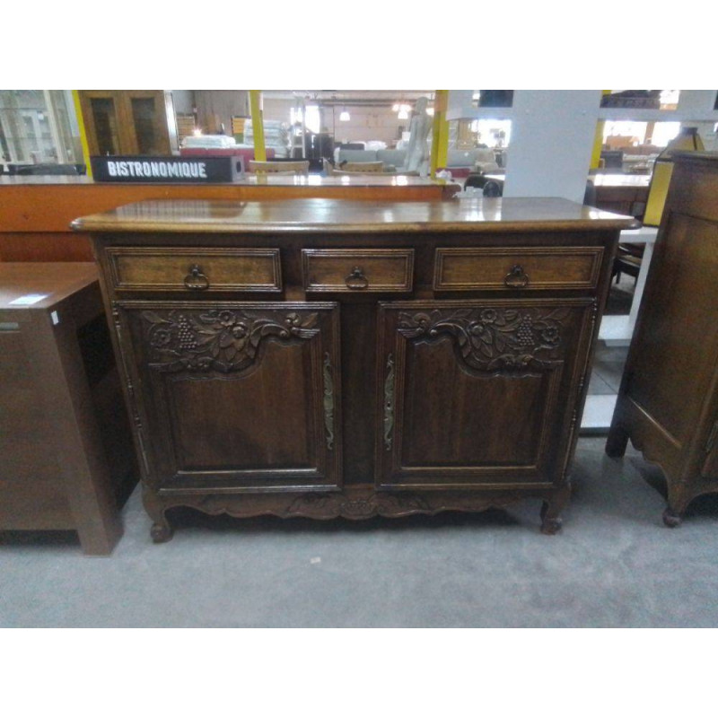 BUFFET BAS XIXÈME CHENE MASSIF 2 PORTES 3 TIROIRS 