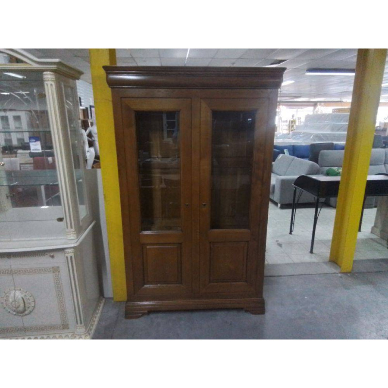BIBLIOTHEQUE VITREE STYLE LOUIS PHILIPPE CHENE 2 PORTES 