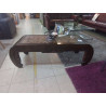 TABLE BASSE ASIATIQUE BOIS SCULPTE 2 TIROIRS