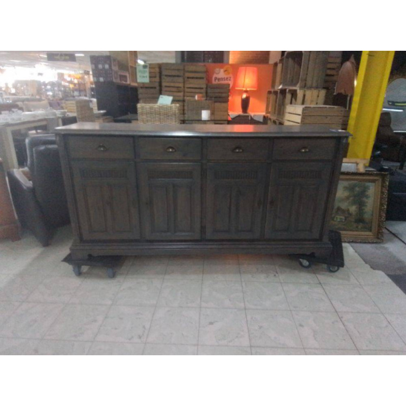 DRESSOIR EN PIN CERUSE 4 PORTES 4 TIROIRS 