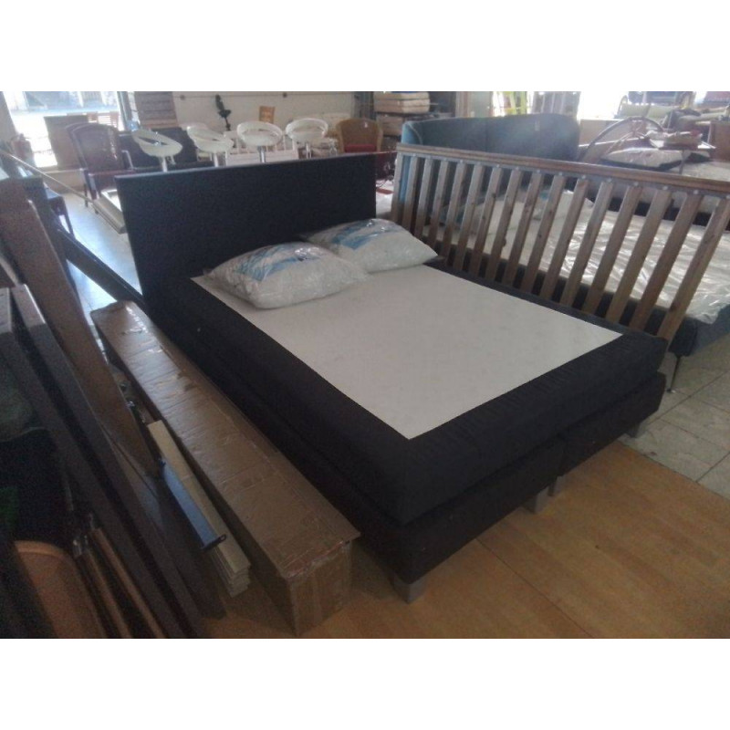LIT BOXSPRING 140X200 TISSU GRIS