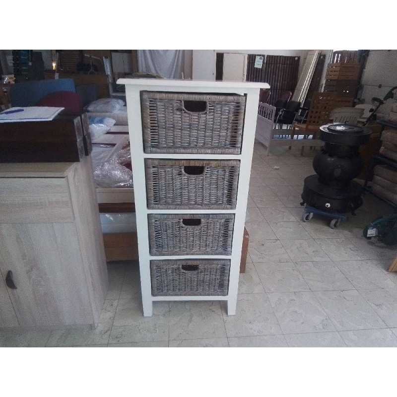 MEUBLE DE RANGEMENT 4 TIROIRS EN ROTIN 