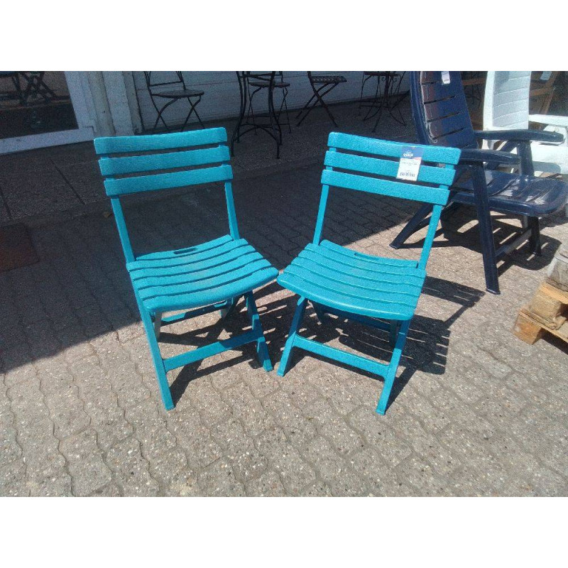 CHAISES DE JARDIN BLEUES LA PAIRE