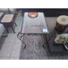 TABLE BASSE FER FORGE DESSUS VERRE
