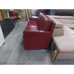 CANAPE 2 PLACES LEOLUX CUIR BORDEAUX 
