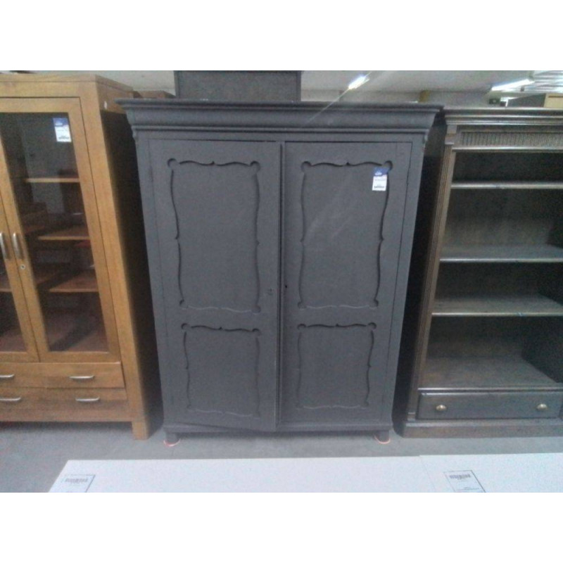 ARMOIRE ANCIENNE 2 PORTES GRISE SERRURE A REVISER