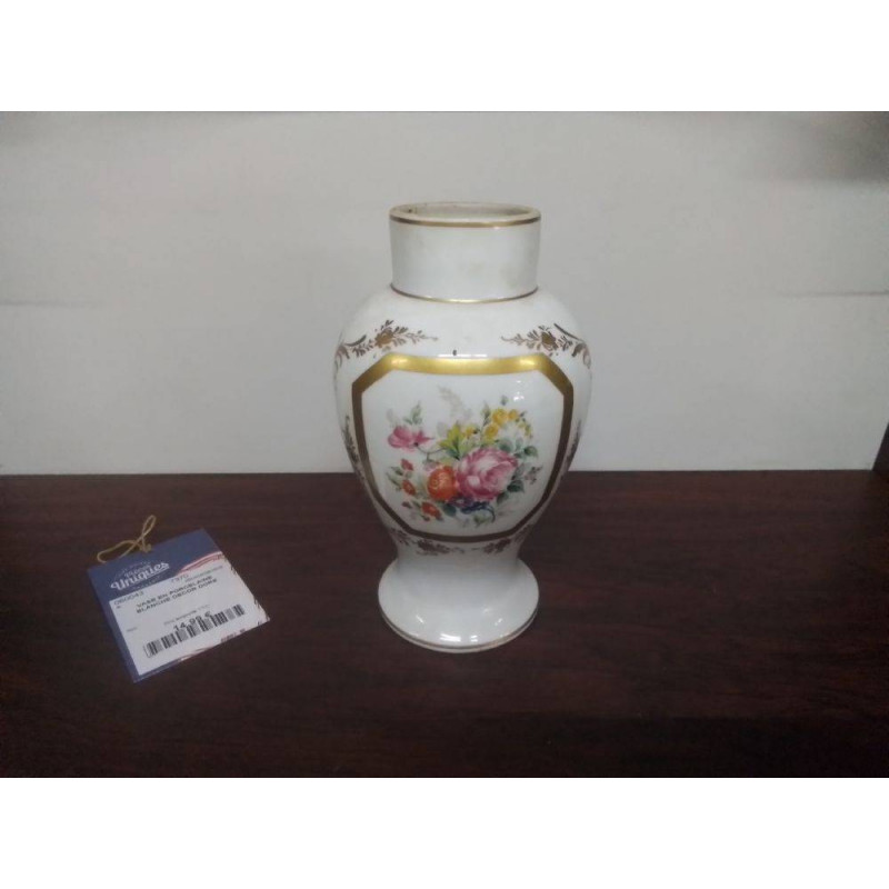 VASE EN PORCELAINE BLANCHE DECOR DORE