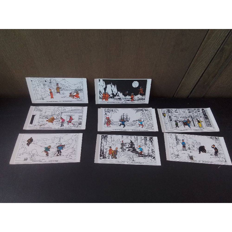 8 CARTES AVEC DECALCOMANIES TINTIN CHA CHA RAMA