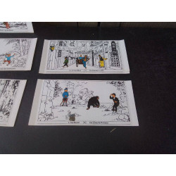 8 CARTES AVEC DECALCOMANIES TINTIN CHA CHA RAMA