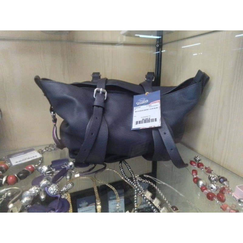 SAC A MAIN ESPRIT CUIR BLEU