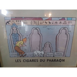 AFFICHE TINTIN LES CIGARES DU PHARAONS ENCADREE 83X64