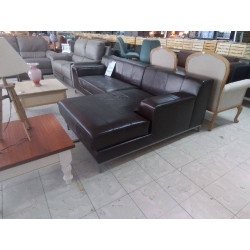 CANAPE D ANGLE CUIR BRUN