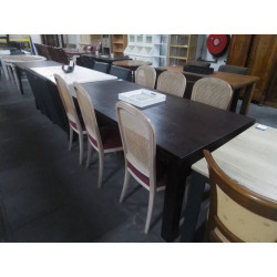 SERIE DE 6 CHAISES CERUSEES ASSISE TISSU ROUGE