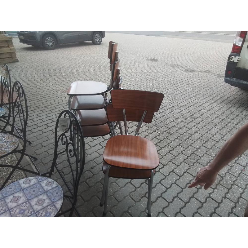 SERIE DE 6 CHAISES DE CUISINE FORMICA BRUNE