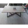 TABLE BASSE MODERNE AGGLO TEINTE BOIS CLAIR ET PIEDS METAL  NOIR