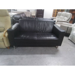 CANAPE 2 PLACES CUIR NOIR