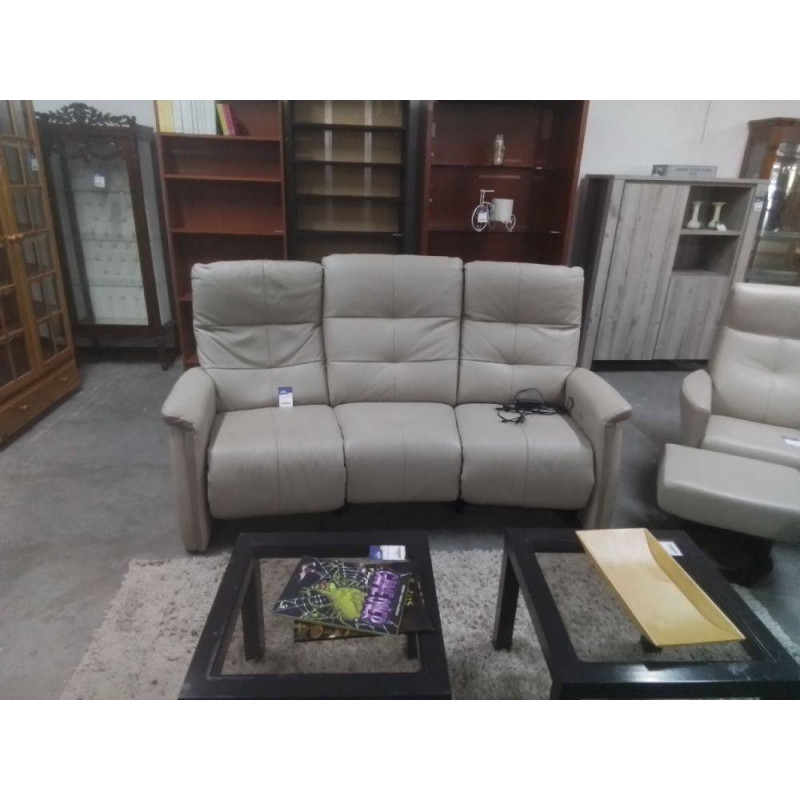 CANAPE 3 PLACES CUIR BICOLORE 1 REL ELEC