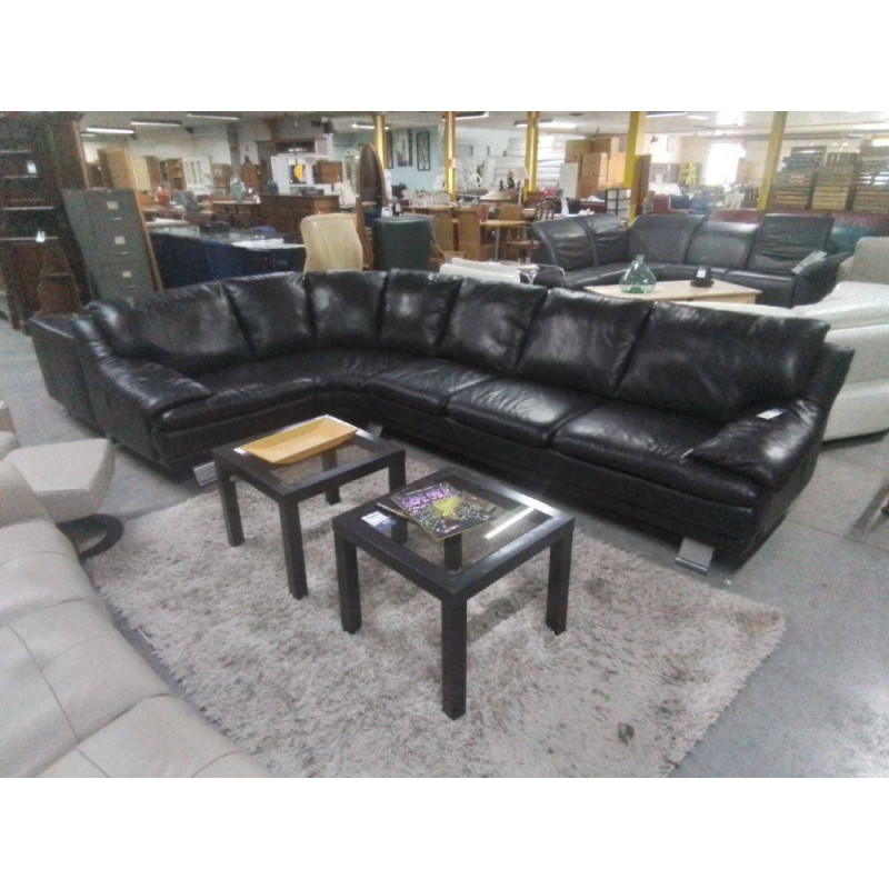 SALON D ANGLE CUIR NOIR ITALSOFA